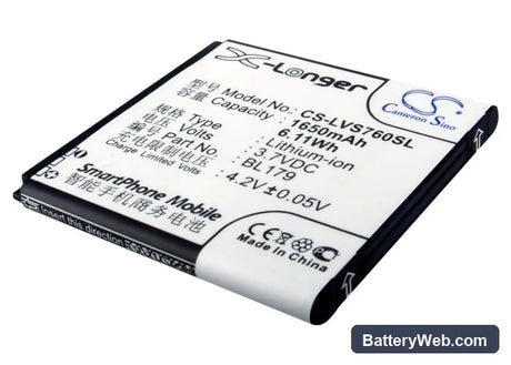 Lenovo A288t Replacement Battery, 3.7V, 1650mAh, Li-ion 1