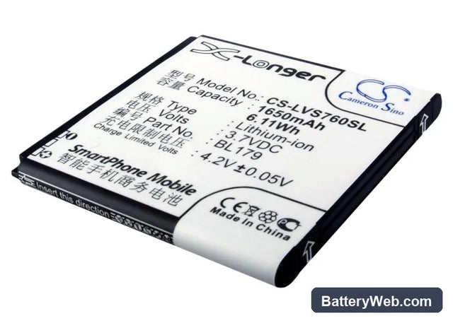 Lenovo A288t Replacement Battery, 3.7V, 1650mAh, Li-ion 1