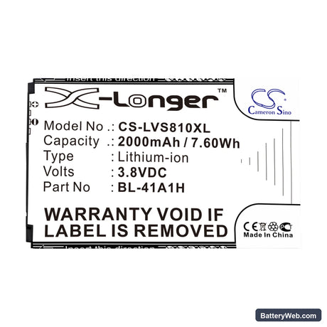 LG Transpyre Replacement Battery, 3.8V, 2000mAh, Li-ion 3