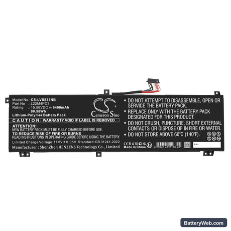 Lenovo 83AG003QAU Replacement Battery, 15.56V, 6400mAh, Li-Polymer 3