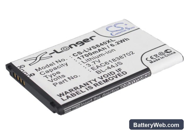LG VS840 Replacement Battery, 3.7V, 1700mAh, Li-ion 1