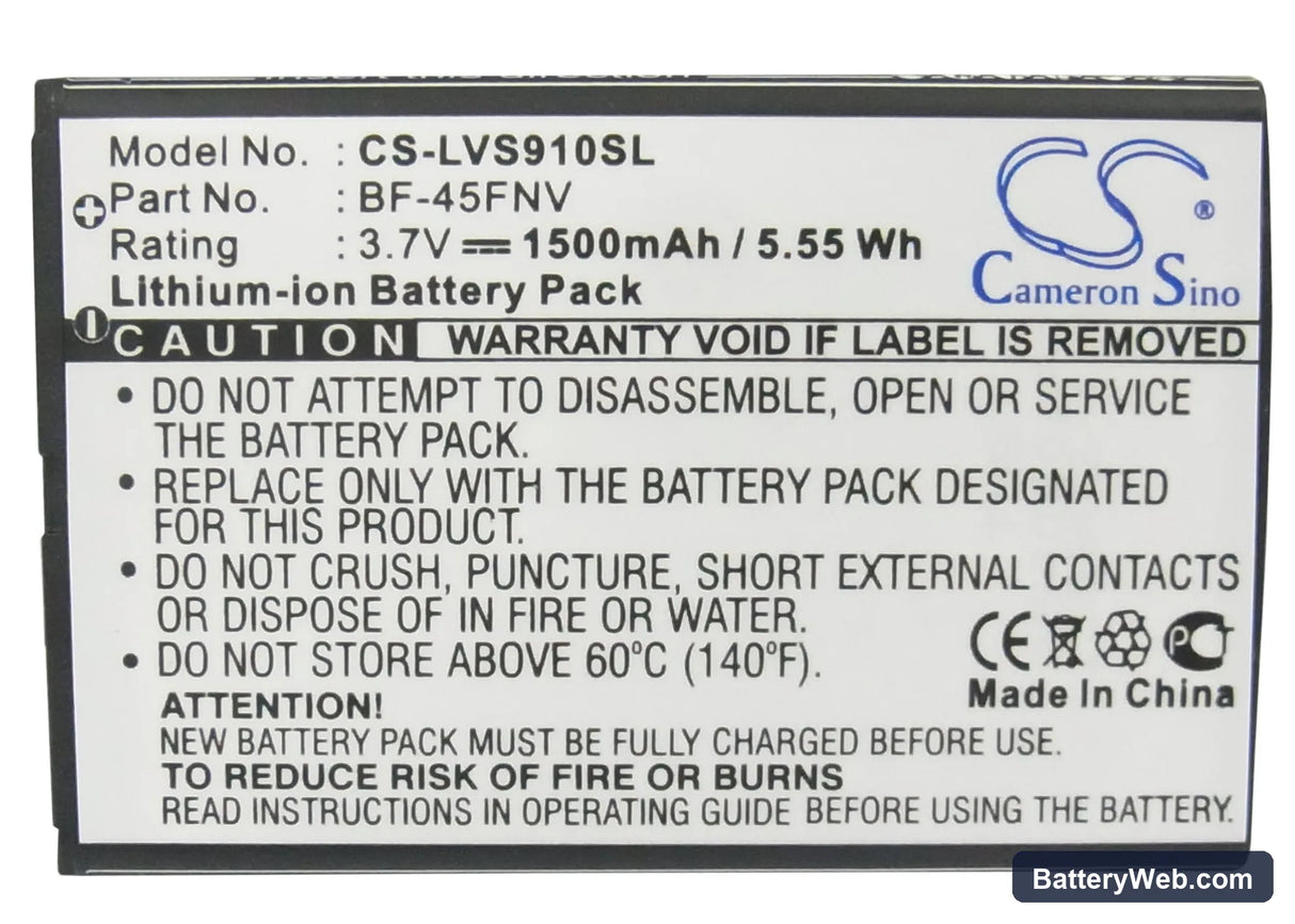 MetroPCS MS910 Replacement Battery, 3.7V, 1500mAh, Li-ion 5