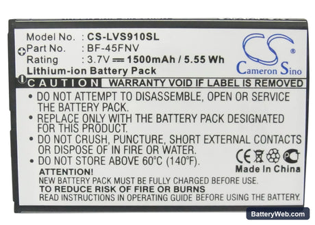 MetroPCS MS910 Replacement Battery, 3.7V, 1500mAh, Li-ion 5