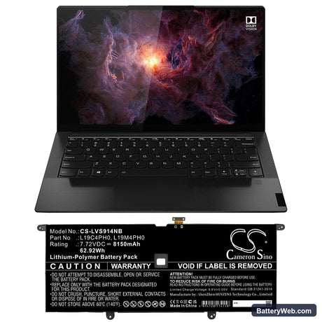Lenovo Yoga Slim 9 14ITL5 82D1002VIV Replacement Battery, 7.72V, 8150mAh, Li-Polymer 5