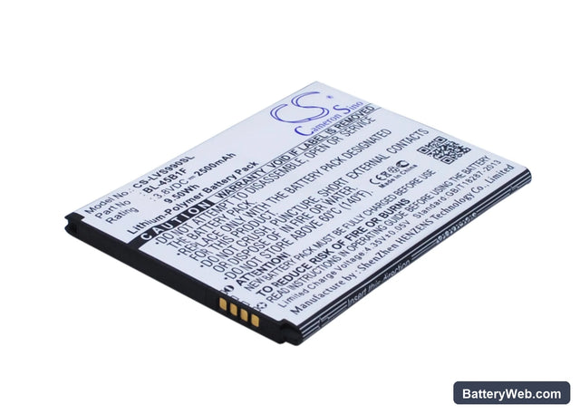 LG V10 Replacement Battery, 3.8V, 2500mAh, Li-Polymer 1