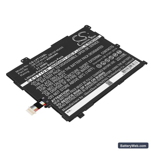 Lenovo Thinkpad 10 2nd Replacement Battery, 7.5V, 4200mAh, Li-Polymer 1