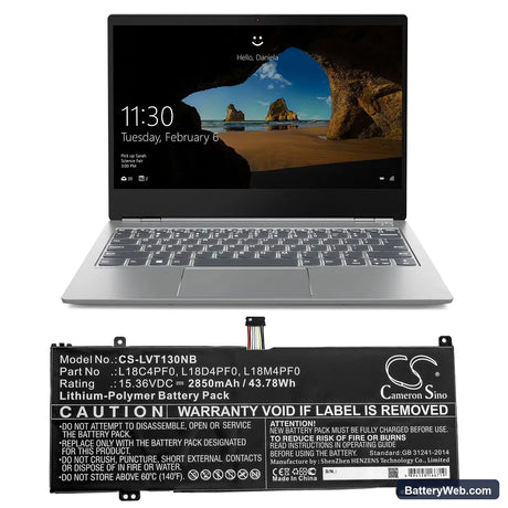 Lenovo Thinkbook Plus-20TG006XAU Replacement Battery, 15.36V, 2850mAh, Li-Polymer 5