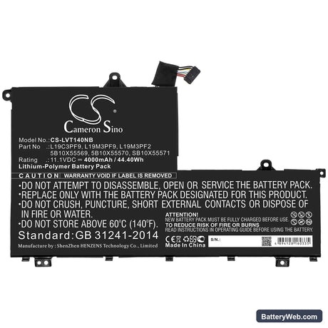 Lenovo ThinkBook 15-IML Replacement Battery, 11.1V, 4000mAh, Li-Polymer 3