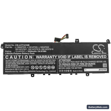 Lenovo ThinkBook 13s G2 ITL-20V9000LAU Replacement Battery, 15.44V, 3550mAh, Li-Polymer 3