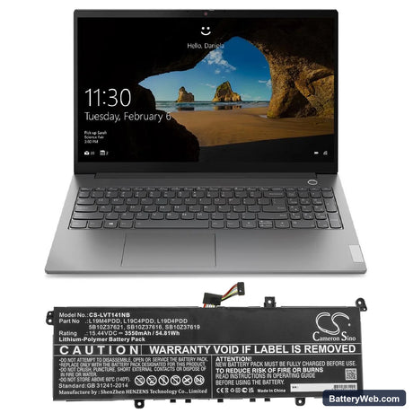 Lenovo ThinkBook 13s G2 ITL-20V9000LAU Replacement Battery, 15.44V, 3550mAh, Li-Polymer 5