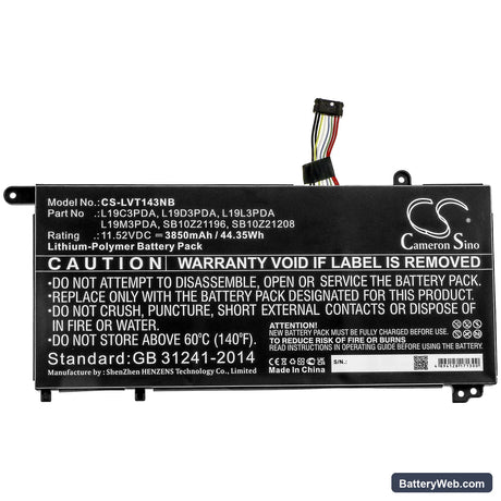 Lenovo ThinkBook 14 G2 ITL Replacement Battery, 11.52V, 3850mAh, Li-Polymer 3