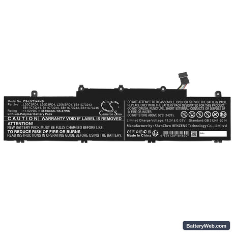 Lenovo ThinkPad E14 Gen 4(AMD)21EB0037GQ Replacement Battery, 11.52V, 4850mAh, Li-Polymer 3