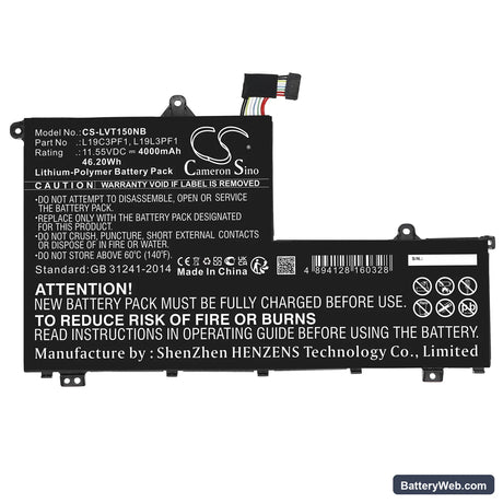 Lenovo ThinkBook 15 Replacement Battery, 11.55V, 4000mAh, Li-Polymer 3