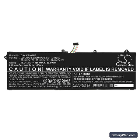 Lenovo ThinkBook 16p G3 ARH 21EK000CRU Replacement Battery, 15.36V, 4550mAh, Li-Polymer 3