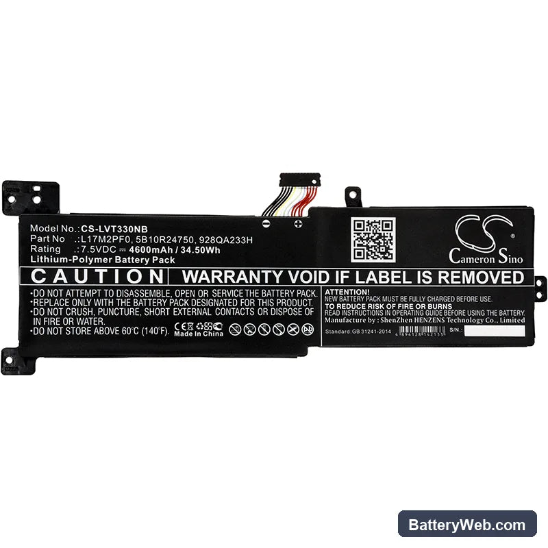 Lenovo IdeaPad 330 Replacement Battery, 7.5V, 4600mAh, Li-Polymer 3