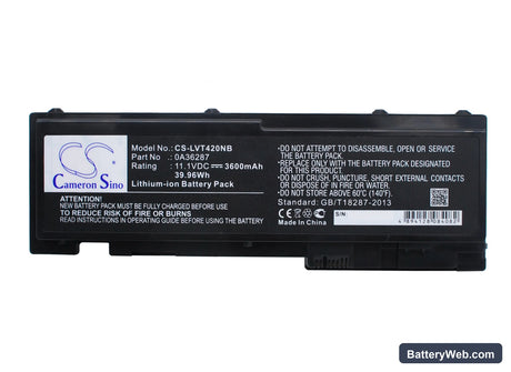 Lenovo ThinkPad T420s Replacement Battery, 11.1V, 3600mAh, Li-ion 1