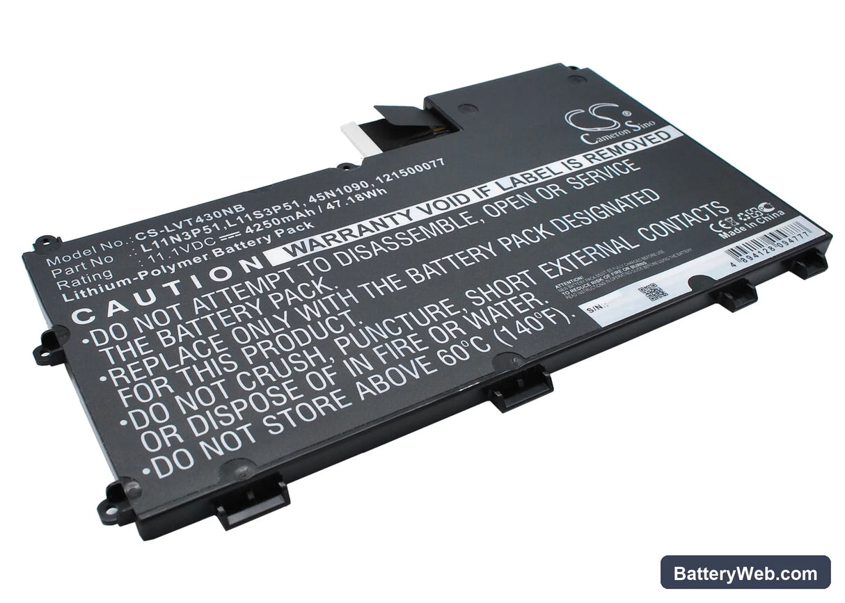 Lenovo Thinkpad T430u Replacement Battery, 11.1V, 4250mAh, Li-Polymer 3