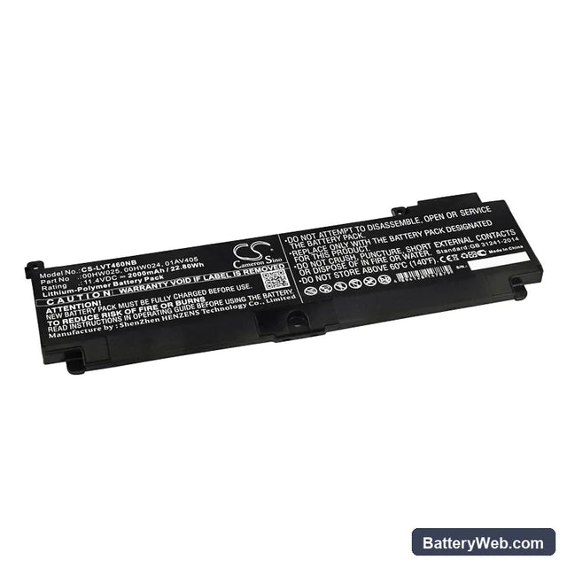 Lenovo ThinkPad T470s Replacement Battery, 11.4V, 2000mAh, Li-Polymer 1