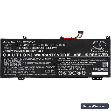 Lenovo Air 14 Replacement Battery, 7.68V, 5800mAh, Li-Polymer 3