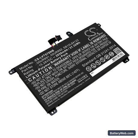 Lenovo ThinkPad T570 Replacement Battery, 15.28V, 2050mAh, Li-Polymer 1
