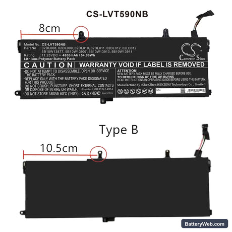 Lenovo ThinkPad T590 Replacement Battery, 11.25V, 4800mAh, Li-Polymer 5