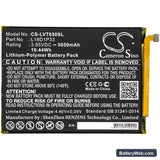 Lenovo Tab V7 Replacement Battery, 3.85V, 5050mAh, Li-Polymer 3