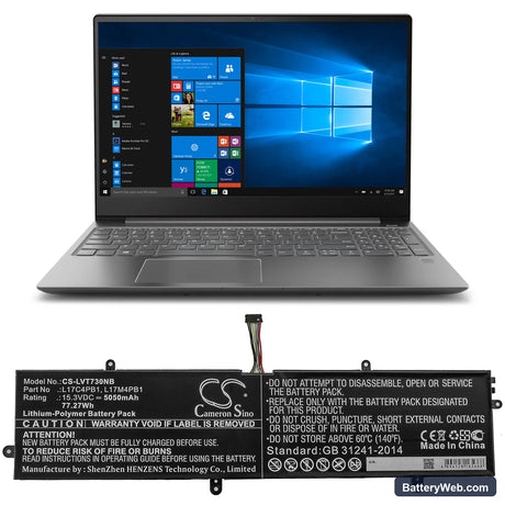 Lenovo IdeaPad 720S-15IKB(81AC) Replacement Battery, 15.3V, 5050mAh, Li-Polymer 5