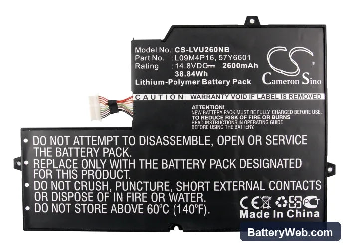 Lenovo IdeaPad U260 Replacement Battery, 14.8V, 2600mAh, Li-Polymer 5