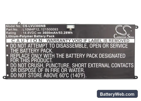 Lenovo IdeaPad U300 Replacement Battery, 14.8V, 3600mAh, Li-Polymer 5