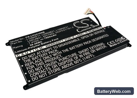 Lenovo IdeaPad U410 Replacement Battery, 7.4V, 7900mAh, Li-Polymer 1