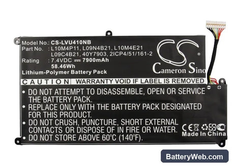 Lenovo IdeaPad U410 Replacement Battery, 7.4V, 7900mAh, Li-Polymer 5