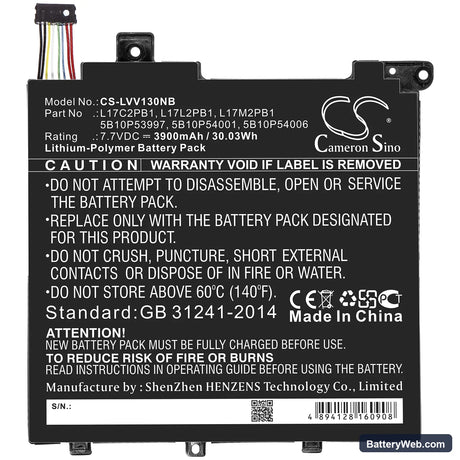 Lenovo V330-14IKB Replacement Battery, 7.7V, 3900mAh, Li-Polymer 3