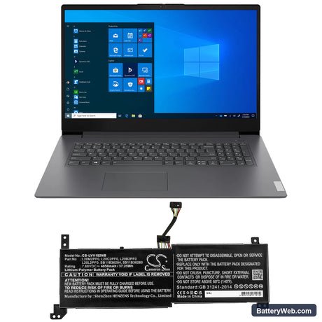 Lenovo IdeaPad 3 14ALC6 Replacement Battery, 7.68V, 4850mAh, Li-Polymer 5