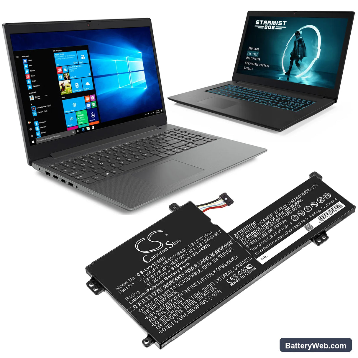 Lenovo IdeaPad L340 Replacement Battery, 11.25V, 3150mAh, Li-Polymer 5