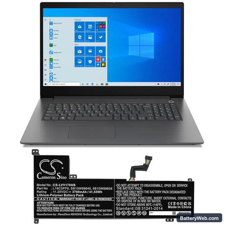 Lenovo V17-IIL (82GX) Replacement Battery, 11.25V, 3700mAh, Li-Polymer 5