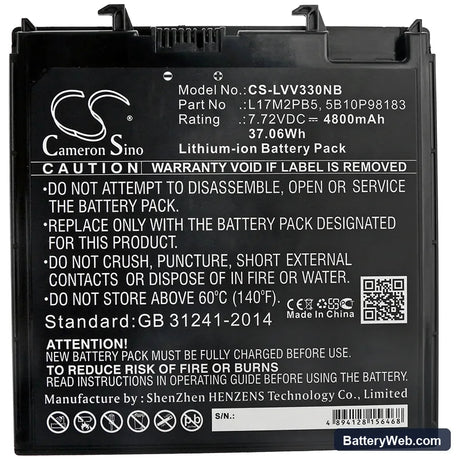 Lenovo V330-14 Replacement Battery, 7.72V, 4800mAh, Li-ion 3
