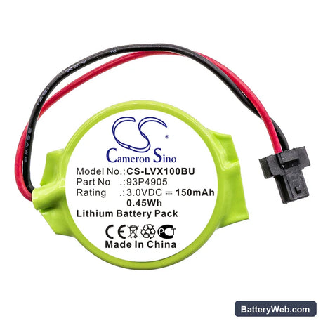 Lenovo Thinkpad X100E Replacement Battery, 3V, 150mAh, Lithium 3
