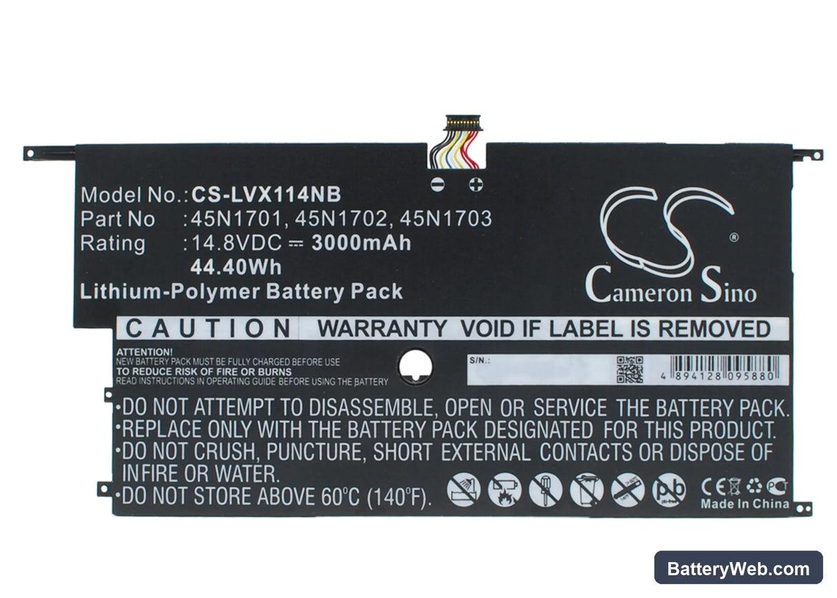 Lenovo ThinkPad X1 Carbon 14 Replacement Battery, 14.8V, 3000mAh, Li-Polymer 1