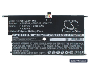 Lenovo ThinkPad X1 Carbon 14 Replacement Battery, 14.8V, 3000mAh, Li-Polymer 1