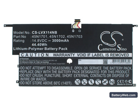 Lenovo ThinkPad X1 Carbon 14 Replacement Battery, 14.8V, 3000mAh, Li-Polymer 1