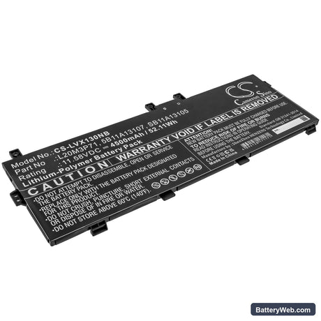 Lenovo ThinkPad X13 Yoga G2 Replacement Battery, 11.58V, 4500mAh, Li-Polymer 1