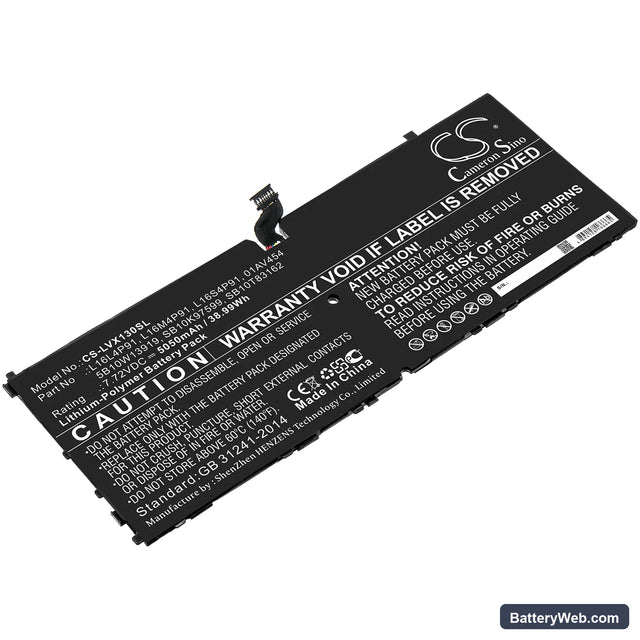 Lenovo ThinkPad X1 3rd Replacement Battery, 7.72V, 5050mAh, Li-Polymer 1