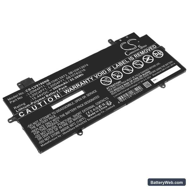 Lenovo ThinkPad X1 Carbon Gen 9-20XW005JGM Replacement Battery, 15.44V, 3600mAh, Li-Polymer 1