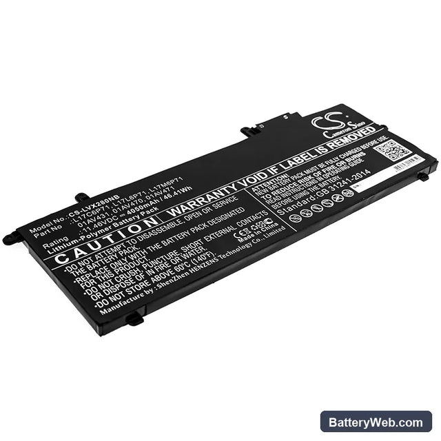 Lenovo ThinkPad X280 Replacement Battery, 11.46V, 4050mAh, Li-Polymer 1