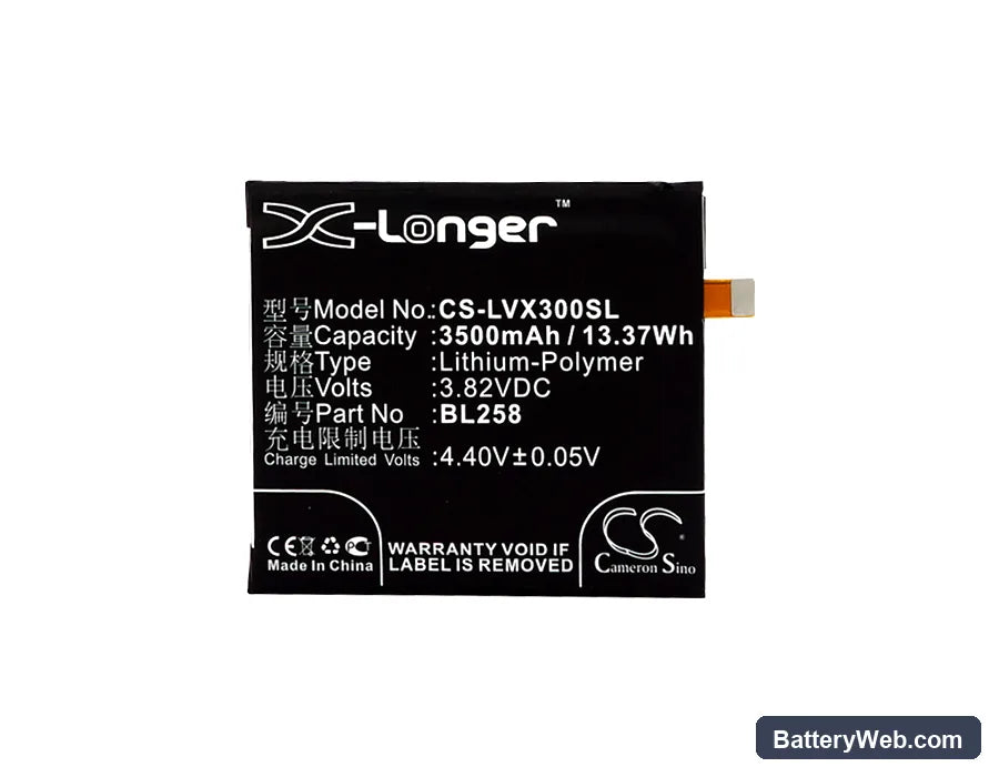 Lenovo Vibe X3 Replacement Battery, 3.82V, 3500mAh, Li-Polymer 5