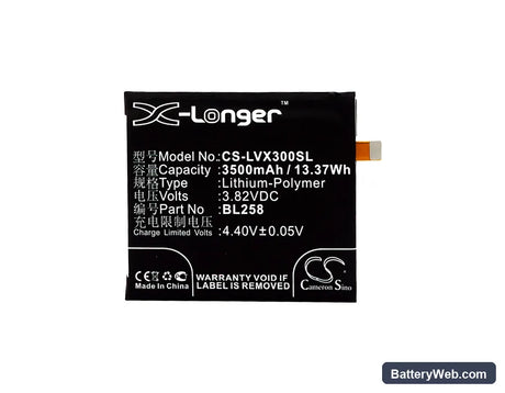 Lenovo Vibe X3 Replacement Battery, 3.82V, 3500mAh, Li-Polymer 5