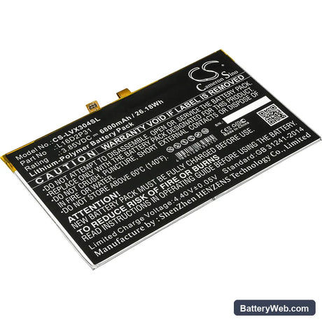 Lenovo Tab 4 10 Replacement Battery, 3.85V, 6800mAh, Li-Polymer 1