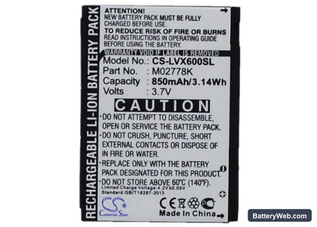 Sprint Lotus LX600 Replacement Battery, 3.7V, 850mAh, Li-ion 1