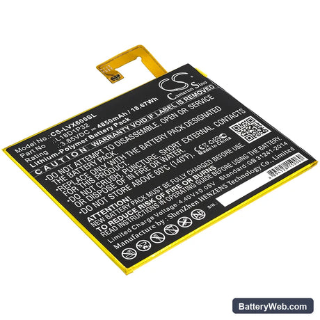 Lenovo Smart Tab M10 Replacement Battery, 3.85V, 4850mAh, Li-Polymer 1