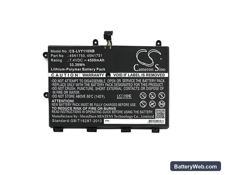 Lenovo ThinkPad Yoga 11e Replacement Battery, 7.4V, 4500mAh, Li-Polymer 3
